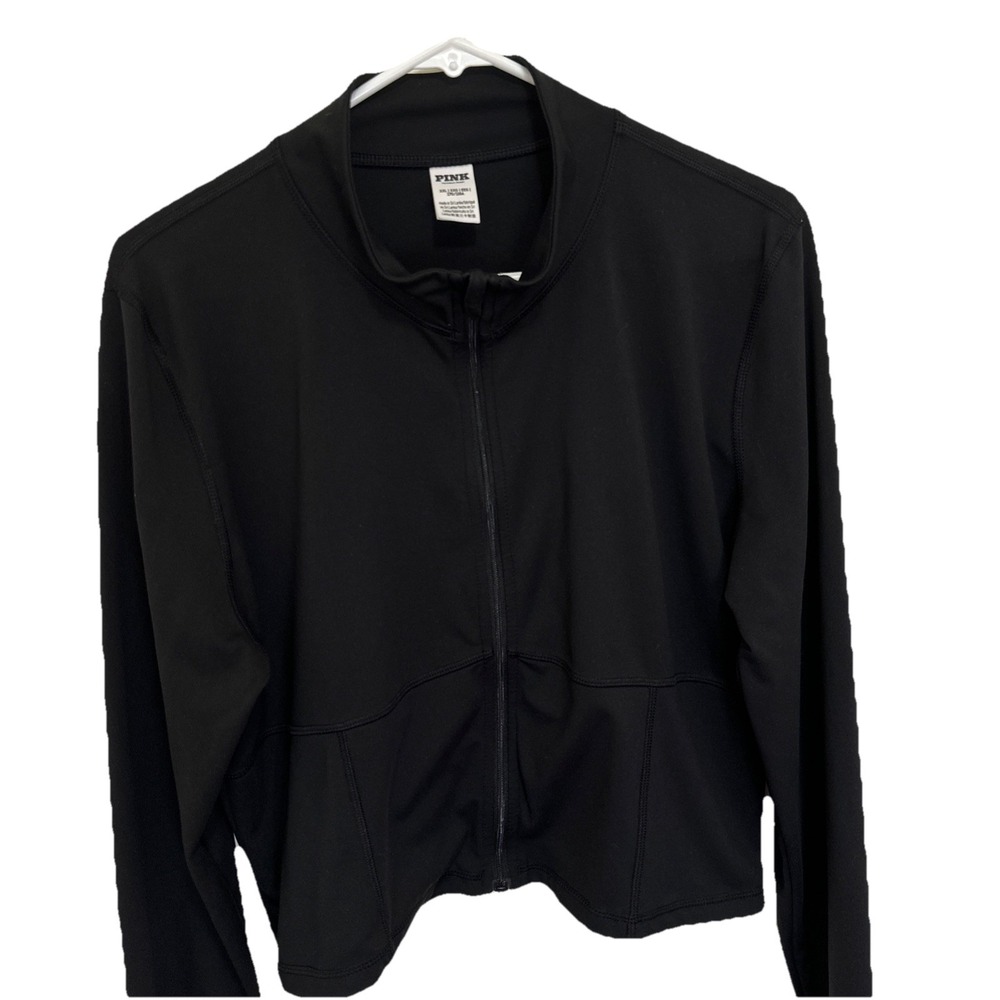 Victoria's Secret Pink‎ Women's XXL Cropped Soft Activewear Black Jacket
